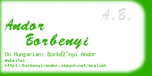 andor borbenyi business card